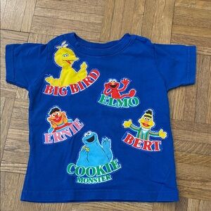 Rabbit Skins Sesame Street Blue Tee with Character Patches Size 18 Months